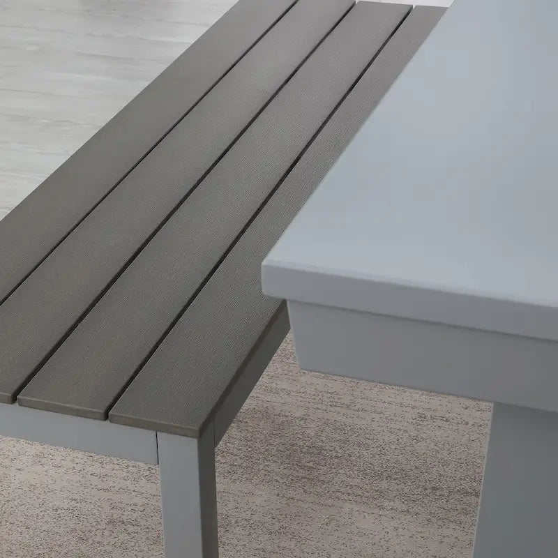 Ensemble de salle à manger Laguna avec table de billard en ardoise de 2,13 m (7 pi) pour intérieur/extérieur, 2 bancs et accessoires, finition ciment