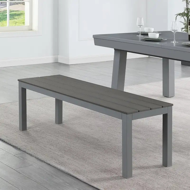 Ensemble de salle à manger Laguna avec table de billard en ardoise de 2,13 m (7 pi) pour intérieur/extérieur, 2 bancs et accessoires, finition ciment