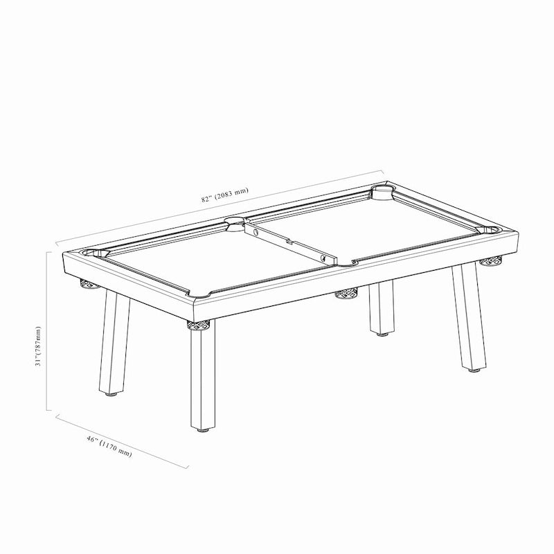 Ensemble de salle à manger Laguna avec table de billard en ardoise de 2,13 m (7 pi) pour intérieur/extérieur, 2 bancs et accessoires, finition ciment