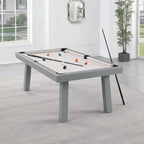 Ensemble de salle à manger Laguna avec table de billard en ardoise de 2,13 m (7 pi) pour intérieur/extérieur, 2 bancs et accessoires, finition ciment
