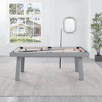 Ensemble de salle à manger Laguna avec table de billard en ardoise de 2,13 m (7 pi) pour intérieur/extérieur, 2 bancs et accessoires, finition ciment