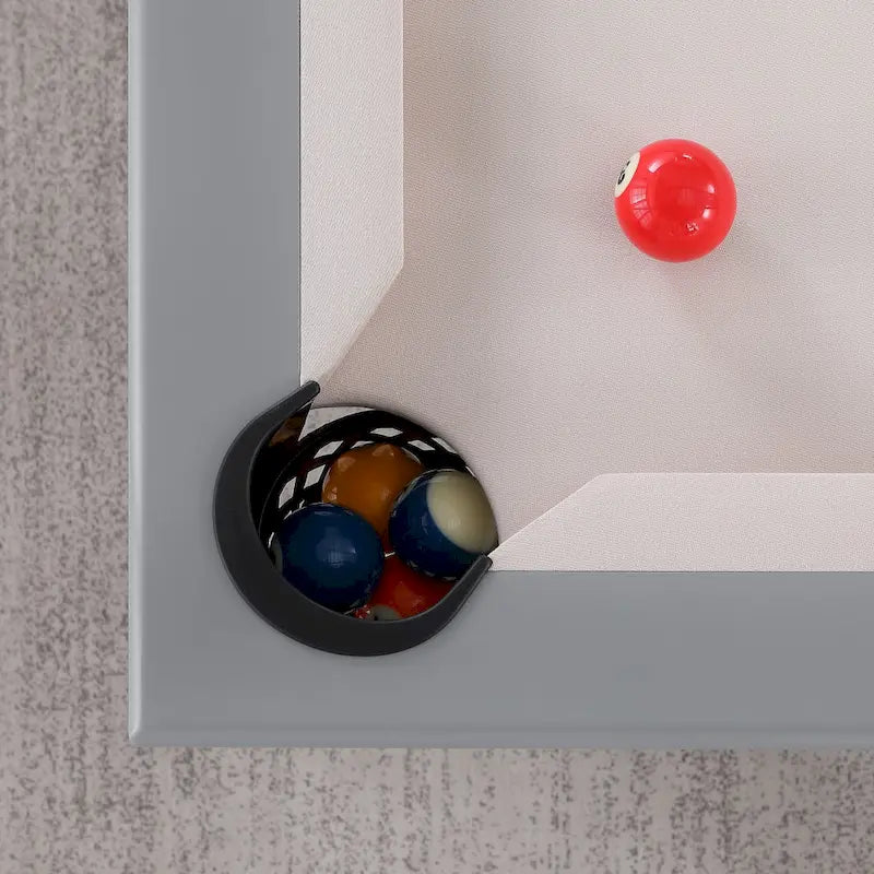 Ensemble de salle à manger Laguna avec table de billard en ardoise de 2,13 m (7 pi) pour intérieur/extérieur, 2 bancs et accessoires, finition ciment
