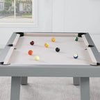 Ensemble de salle à manger Laguna avec table de billard en ardoise de 2,13 m (7 pi) pour intérieur/extérieur, 2 bancs et accessoires, finition ciment