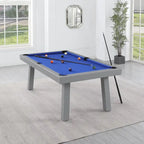 Ensemble de salle à manger Laguna avec table de billard en ardoise de 2,13 m (7 pi) pour intérieur/extérieur, 2 bancs et accessoires, finition ciment