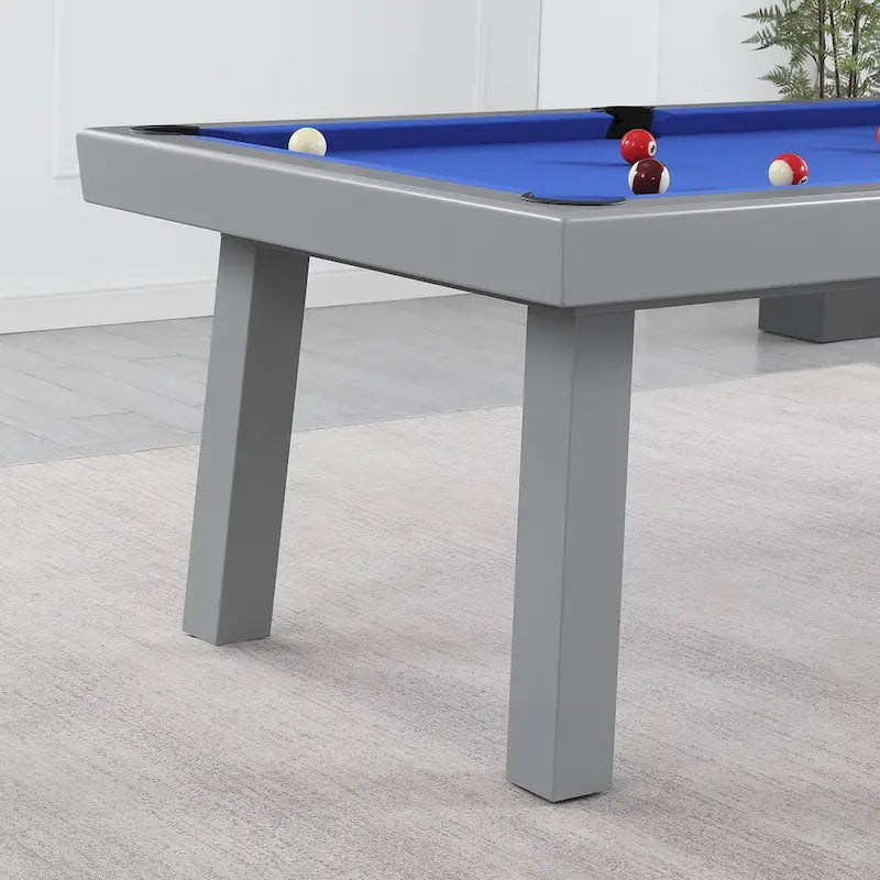 Ensemble de salle à manger Laguna avec table de billard en ardoise de 2,13 m (7 pi) pour intérieur/extérieur, 2 bancs et accessoires, finition ciment