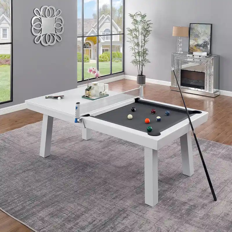 Table de billard Laguna 2,44 m (8 pi) en ardoise, utilisable en intérieur et en extérieur, avec plateau repas et accessoires.