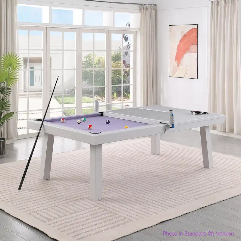 Table de billard Laguna 2,44 m (8 pi) en ardoise, utilisable en intérieur et en extérieur, avec plateau repas et accessoires.