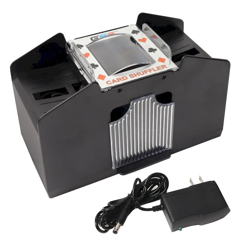 Mélangeur de cartes automatique GSE à 4 jeux pour casino, fonctionnant sur secteur/batterie - Noir