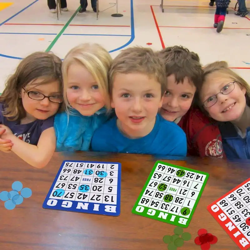 Cartes de bingo multicolores GSE, feuilles de bingo réutilisables. Accessoires pour jeux de bingo en famille