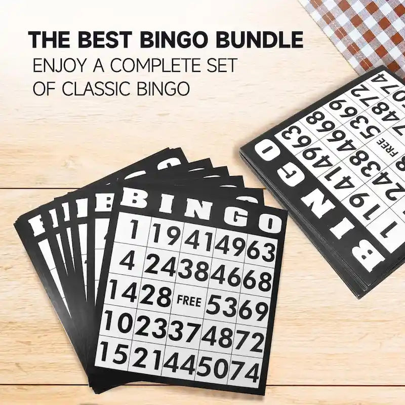 Jeu de bingo classique GSE pour enfants et adultes, idéal pour toute la famille : cage à roulettes, plateau, 75 boules de bingo, 150 jetons et 18 cartes de bingo.
