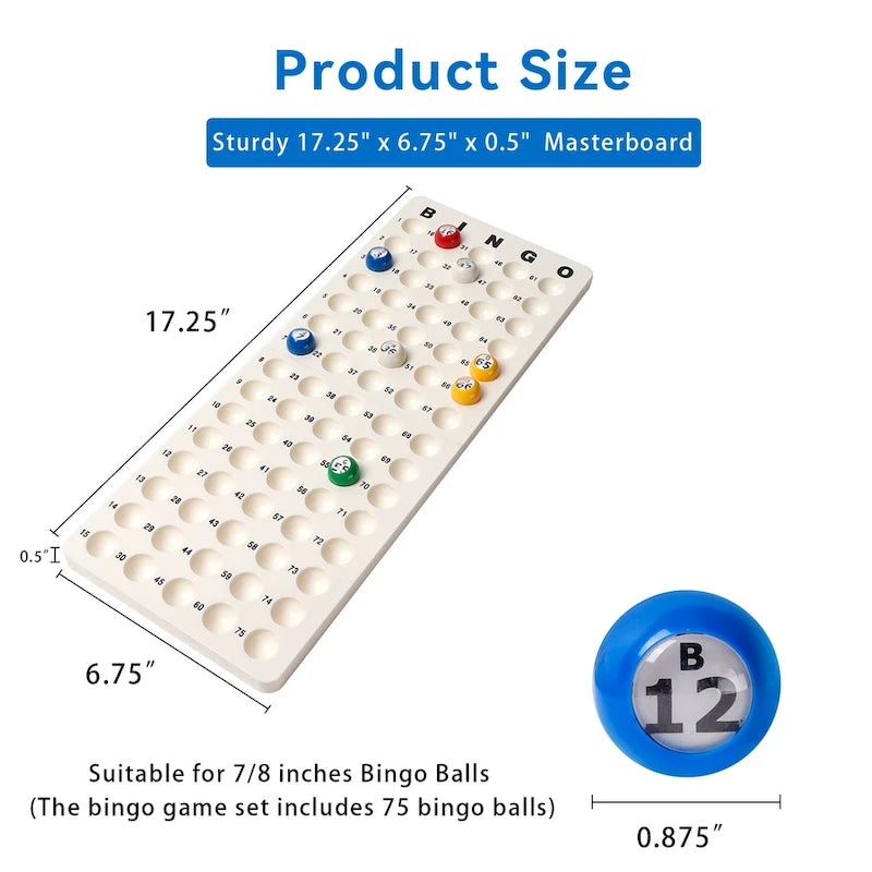 Jeu de bingo GSE : plateau maître et ensemble de 7/8 boules de bingo multicolores en plastique pour cage de bingo