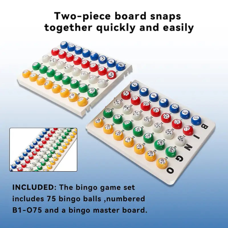 Jeu de bingo GSE : plateau maître et ensemble de 7/8 boules de bingo multicolores en plastique pour cage de bingo