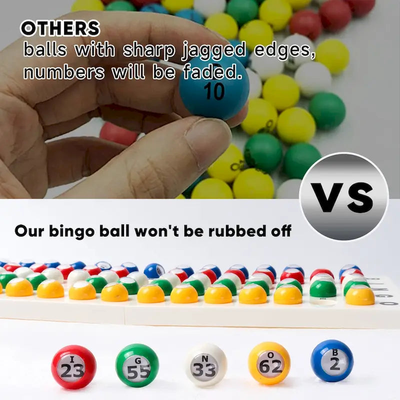 Jeu de bingo GSE : plateau maître et ensemble de 7/8 boules de bingo multicolores en plastique pour cage de bingo
