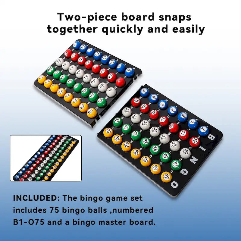 Jeu de bingo GSE : plateau maître et ensemble de 7/8 boules de bingo multicolores en plastique pour cage de bingo