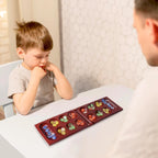 Jeu de Mancala pliable en bois d'acajou GSE avec pierres en verre multicolores et sac de rangement