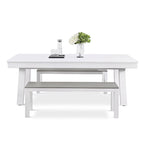 Ensemble table de billard Laguna pour intérieur/extérieur, 2,13 m (7 pi), en ardoise, avec 2 bancs et accessoires, finition blanche.