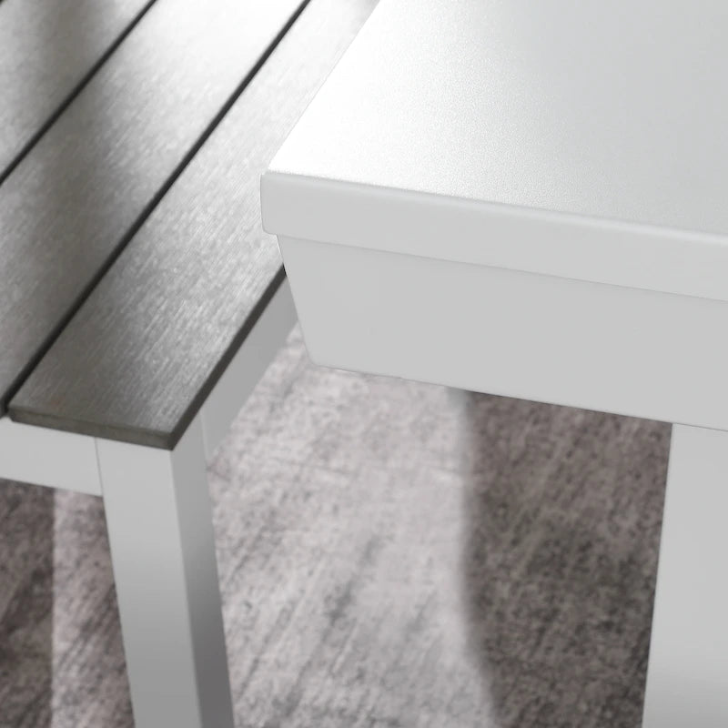 Ensemble table de billard Laguna pour intérieur/extérieur, 2,13 m (7 pi), en ardoise, avec 2 bancs et accessoires, finition blanche.