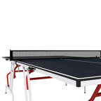 Table de ping-pong Soozier, format standard, pliable en quatre, portable, avec filet, raquettes et balles, en MDF, gris anthracite.