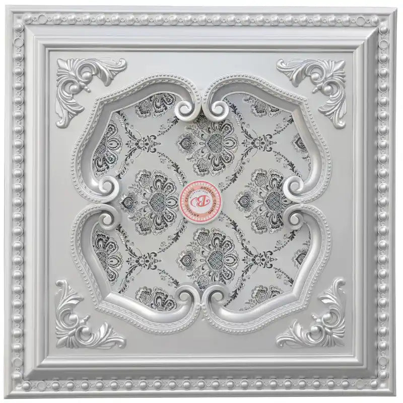 Silver Four Leaf Clover Square Chandelier Ceiling Medallion 24in