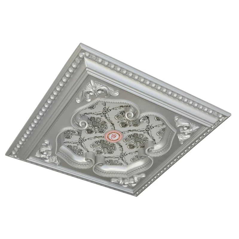 Silver Four Leaf Clover Square Chandelier Ceiling Medallion 24in