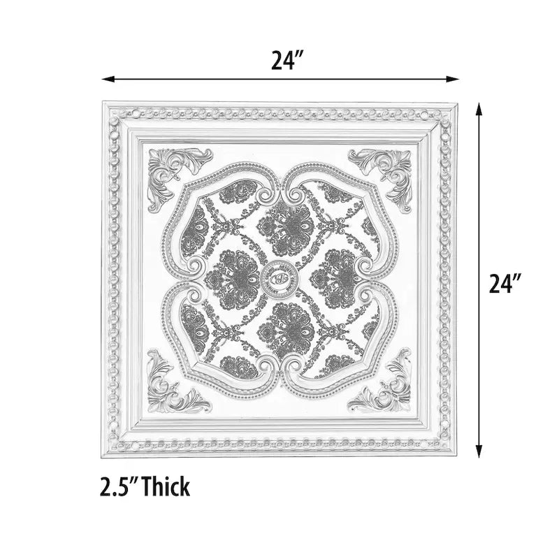 Silver Four Leaf Clover Square Chandelier Ceiling Medallion 24in