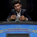 HomCom 72 Table de poker pliable demi-format pour 7 joueurs - Bleu/Noir