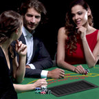 HomCom 72 Table de poker pliable demi-format pour 7 joueurs - Bleu/Noir