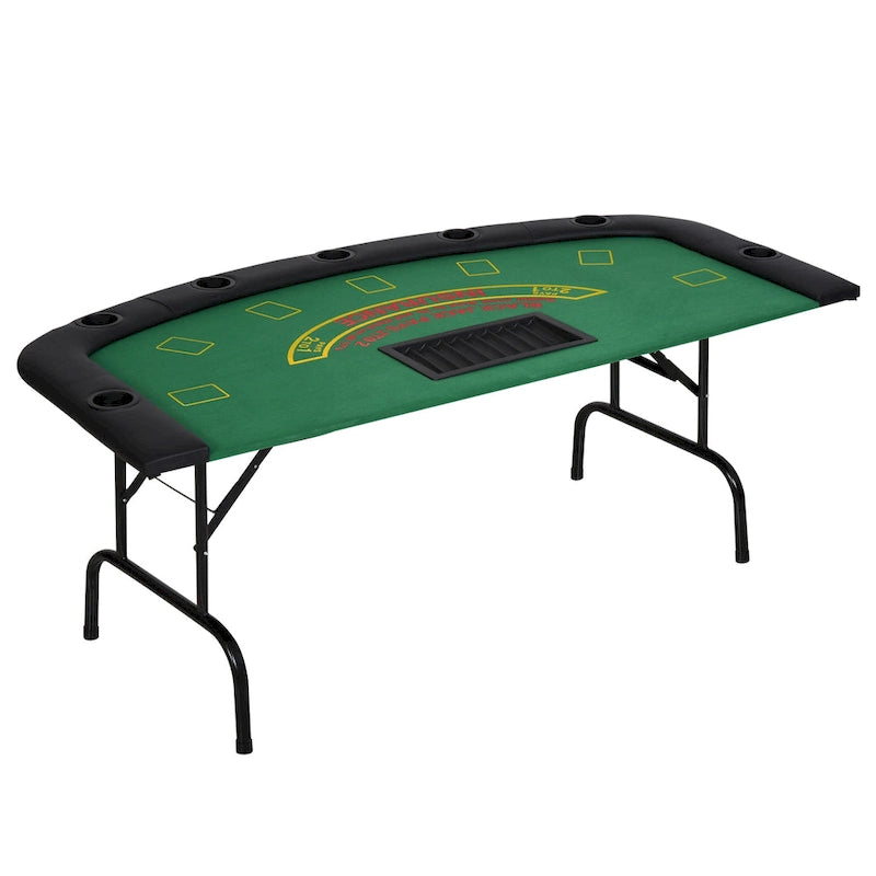 HomCom 72 Table de poker pliable demi-format pour 7 joueurs - Bleu/Noir