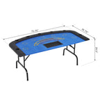 HomCom 72 Table de poker pliable demi-format pour 7 joueurs - Bleu/Noir