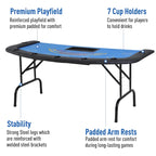 HomCom 72 Table de poker pliable demi-format pour 7 joueurs - Bleu/Noir