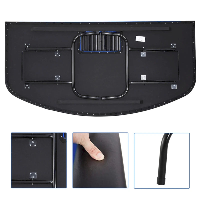 HomCom 72 Table de poker pliable demi-format pour 7 joueurs - Bleu/Noir