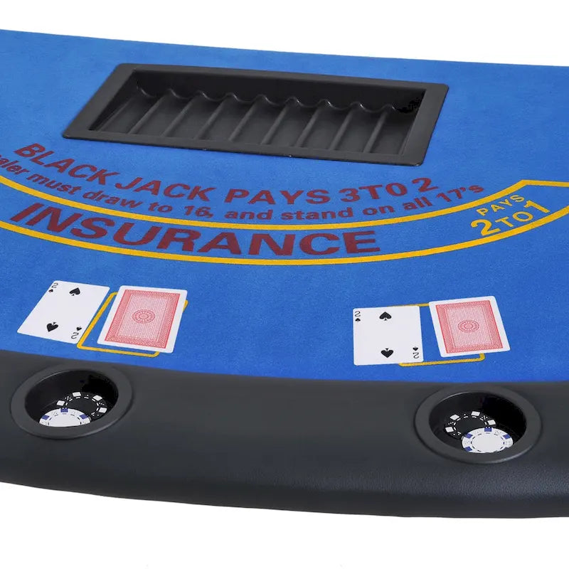 HomCom 72 Table de poker pliable demi-format pour 7 joueurs - Bleu/Noir