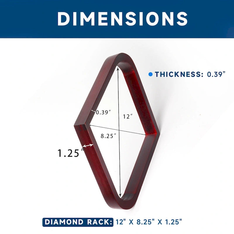 Râtelier à boules de billard GSE en acajou massif, en forme de triangle pour 8 boules et de diamant pour 9 boules, pour boules de 2-1/4 pouces.