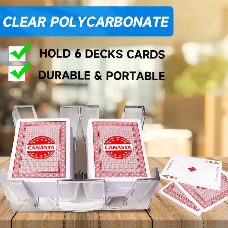 Jeu de cartes Canasta GSE comprenant 6 jeux de cartes Canasta avec valeurs de points, un mélangeur de cartes, un plateau de cartes rotatif et 100 feuilles de score.