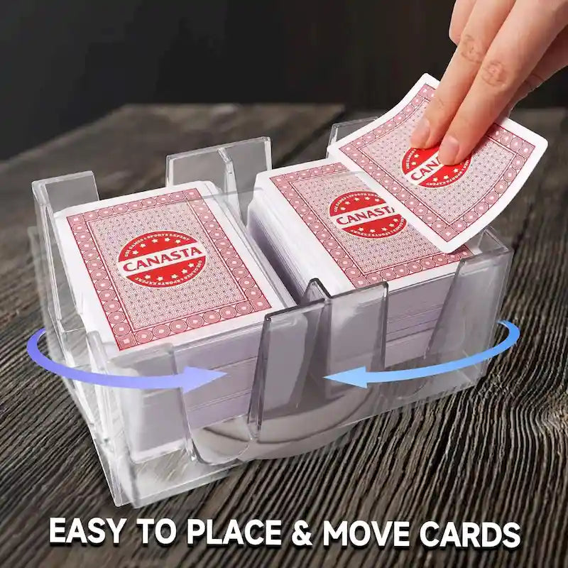 Jeu de cartes Canasta GSE comprenant 6 jeux de cartes Canasta avec valeurs de points, un mélangeur de cartes, un plateau de cartes rotatif et 100 feuilles de score.