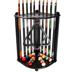 GSE 10-Pool Cue Wooden Corner-Style Billiard Pool Cue Rack. Floor Stand Pool Cue Stick Holder