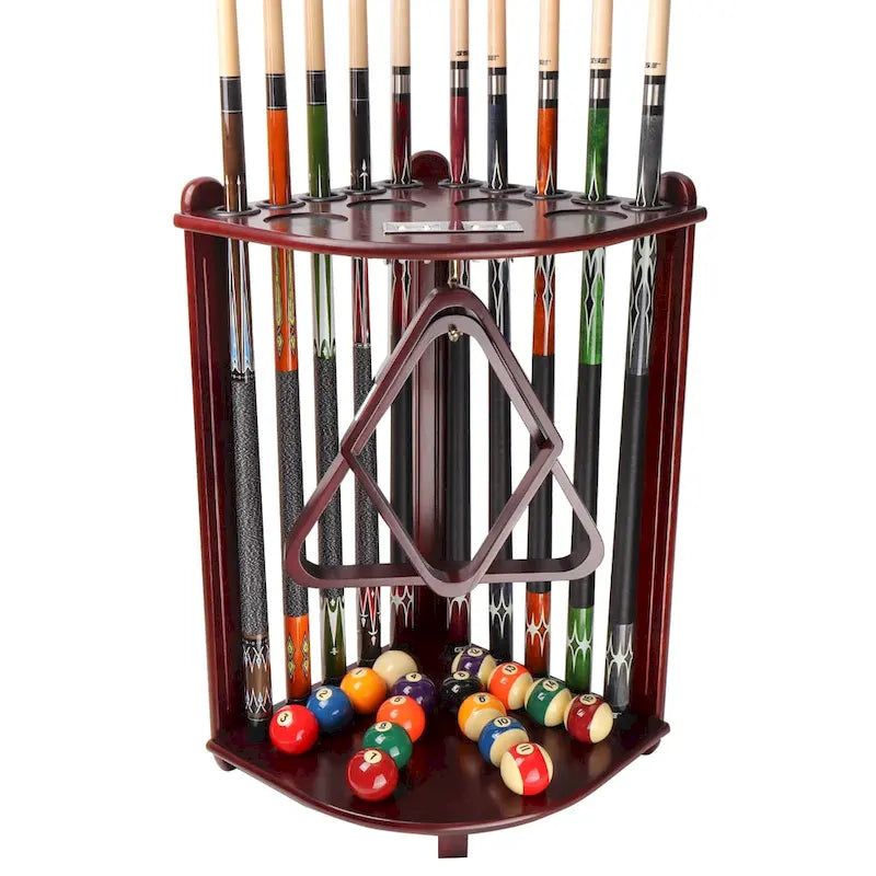 Porte-queues de billard GSE 10-Pool Cue en bois, style angle. Support de queue de billard sur pied.
