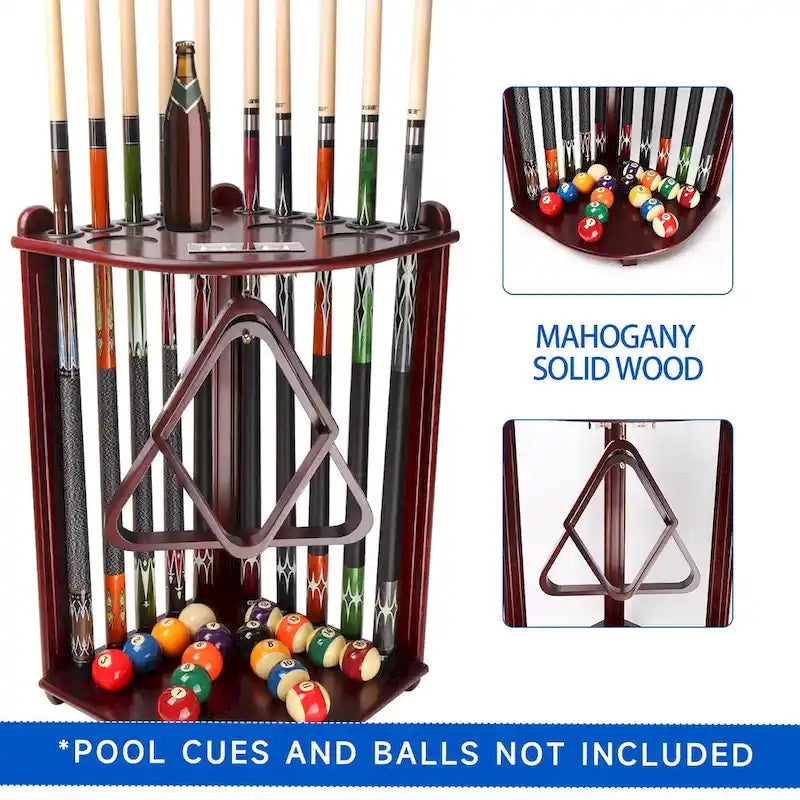 Porte-queues de billard GSE 10-Pool Cue en bois, style angle. Support de queue de billard sur pied.