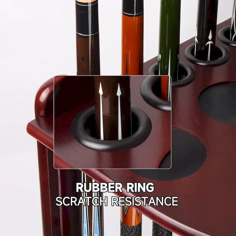 Porte-queues de billard GSE 10-Pool Cue en bois, style angle. Support de queue de billard sur pied.