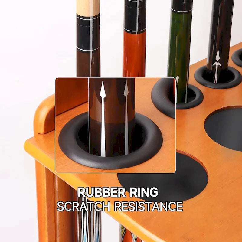 Porte-queues de billard GSE 10-Pool Cue en bois, style angle. Support de queue de billard sur pied.