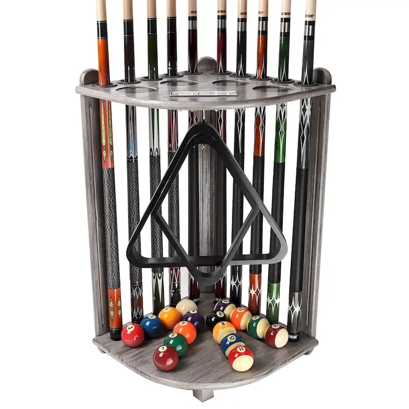 Porte-queues de billard GSE 10-Pool Cue en bois, style angle. Support de queue de billard sur pied.
