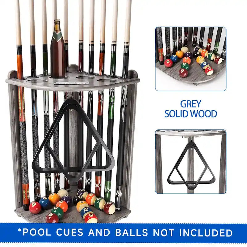 Porte-queues de billard GSE 10-Pool Cue en bois, style angle. Support de queue de billard sur pied.