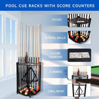 Porte-queues de billard GSE 10-Pool Cue en bois, style angle. Support de queue de billard sur pied.