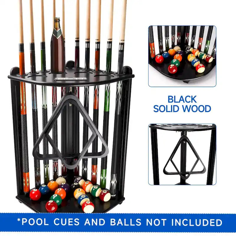 Porte-queues de billard GSE 10-Pool Cue en bois, style angle. Support de queue de billard sur pied.