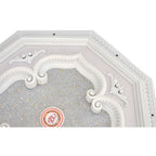 Lustre octogonal à motif trèfle à quatre feuilles blanc et argent, 61 cm (24 po)