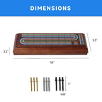 Boîte de cribbage en bois GSE à 3 pistes avec 2 jeux de cartes, 9 pions métalliques et tiroir