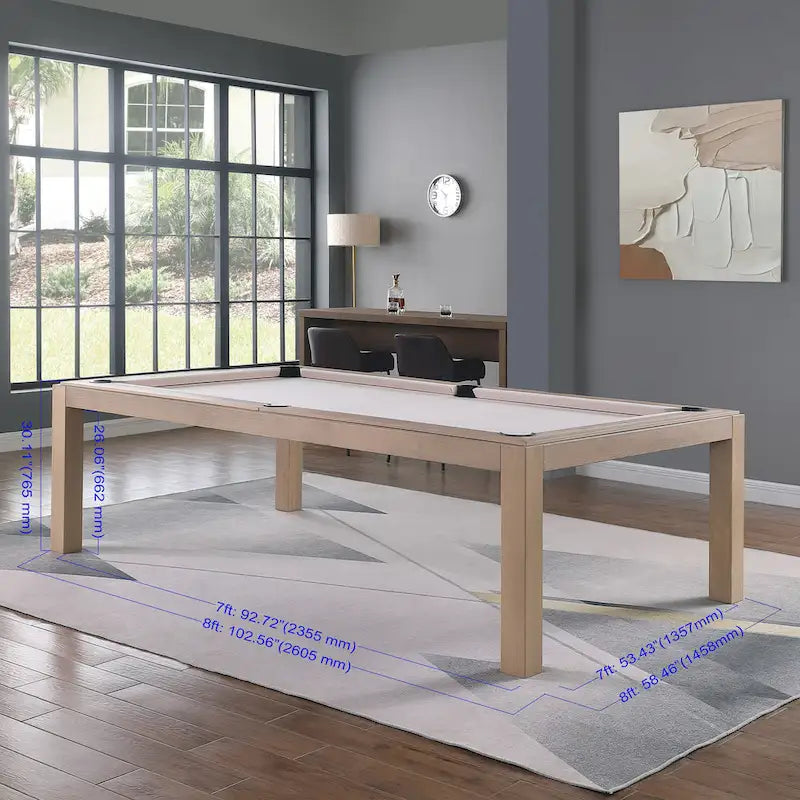 Table de billard Olivia 2,44 m (8 pi) en frêne flotté avec plateau de table intégré