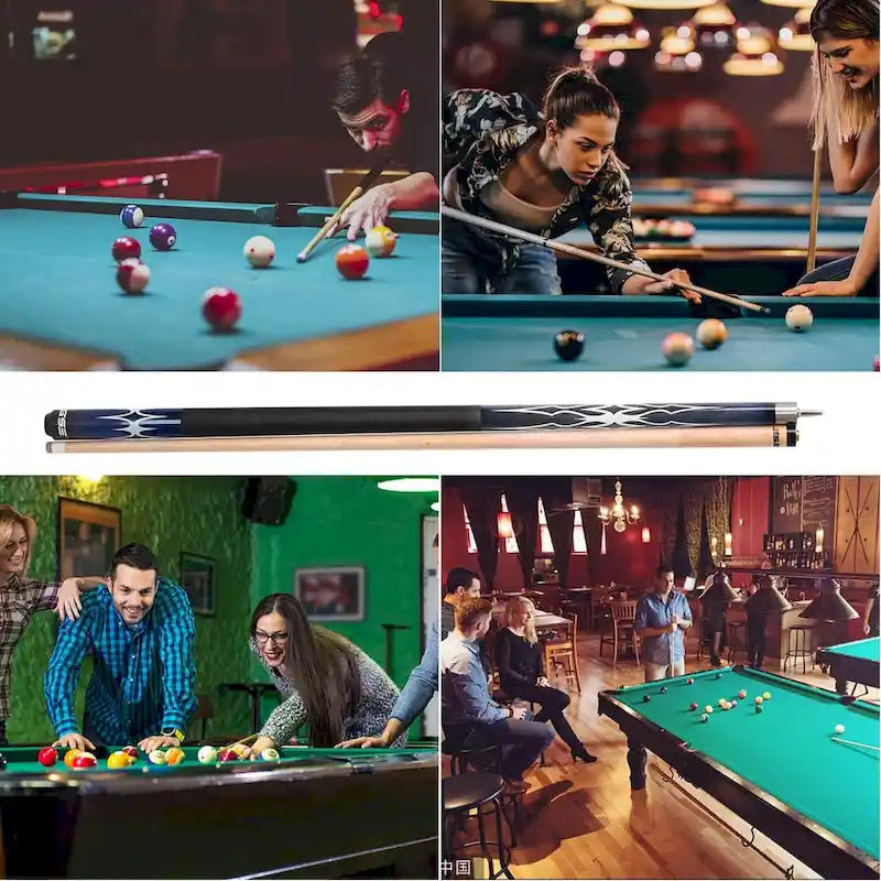 Queue de billard GSE 58 en érable canadien (2 pièces), pour hommes et femmes. Idéale pour une salle de jeux à domicile ou un bar.