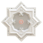 Médaillon de plafond en forme d'étoile à huit branches blanche et argentée, 61 cm (24 po)