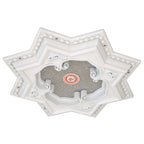 Médaillon de plafond en forme d'étoile à huit branches blanche et argentée, 61 cm (24 po)
